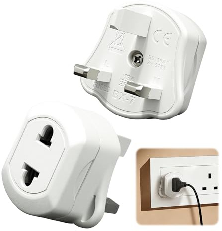 Shaver Plug Adaptor UK, Shaver Adapter Plug Compact 2 Pack White 2 Pin to 3 Pin Converter for Bathroom, Use Universal Converter, Safe Fused Design, Electric Toothbrushes Shavers Travel Devices