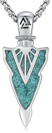 Wikinger Anhänger Halskette 925 Sterling Silber Nordische Viking Kompass Halskette Wikinger Pfeilspitze Schmuck für Mann Freund Bruder Damen