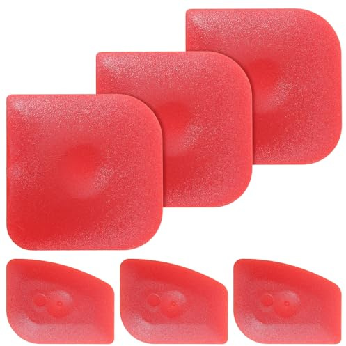 6PCS Plastic Pan Scraper Set, Pot Scraper Non-Scratch Kitchen Tool for Cast Iron, Food Scrapers Tool Pan Cleaning, Food Scrapers for Grease and Burnt Residue, Red