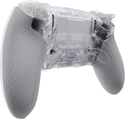 eXtremeRate Beyond-ARC Cover Posteriore Compatibile con ps5 Edge Controller | Grip Gommato, Shell Striscia Frontale, Scocca Inferiore, Accessori di Ricambio, Trasparente&Grigio