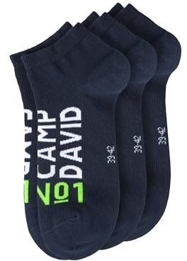 Camp David Herren Sneakersocken mit Intarsia-Logo, 3er-Pack