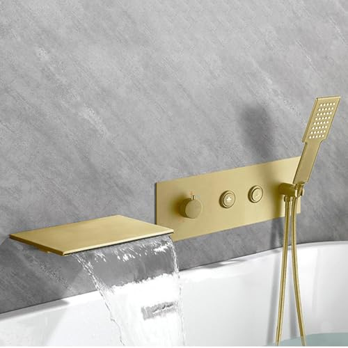 Robinets de baignoire avec mitigeur dissimulé, cascade, mitigeur thermostatique pour baignoire, gris