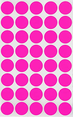 Klebepunkte Neon Pink 19 mm runde Aufkleber – 1,9 cm Sticker 600 Stück von Royal Green