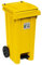 Bidone carrello 120 Litri con pedale e ruote colore giallo segnale