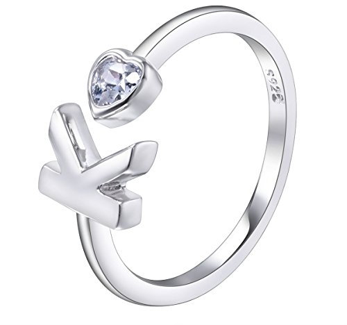 VIKI LYNN Buchstabe Ring 925 Sterling Silber Offener Verstellbare Initiale Alphabet A-Z Ringe fur Damen Mädchen