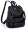 UTO Damen Rucksack Leder Schule Handtasche Schulrucksack Rucksackhandtaschen Multifunktionsrucksack mit Quasten Schultertaschen Große Kapazität vielen Kompartiment Reißverschluss Umhängetasche Schwarz