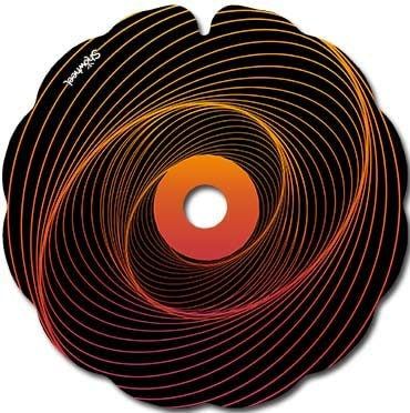 Flasque: Protège-Rayon Fauteuil Roulant (Paire) pour Main Courante de 48,51 à 49,50cm de Diam. Extérieur, Fixation Ronde - Spirale fluide orangée