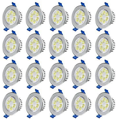 Froadp 20 Stück Einbauleuchten Decken, 230V LED Deckenleuchte Flach Einbaustrahler Set, Aluminium Deckenspots Haushalt, Ultraslim LED Spots für Wohnzimmer Bad Küche Büro (3W, Warmweiß)