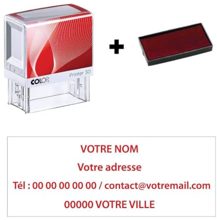 Personalisierbarer Stempel für Adresse und Namen, 4 Zeilen, 47 x 18 mm, Rot