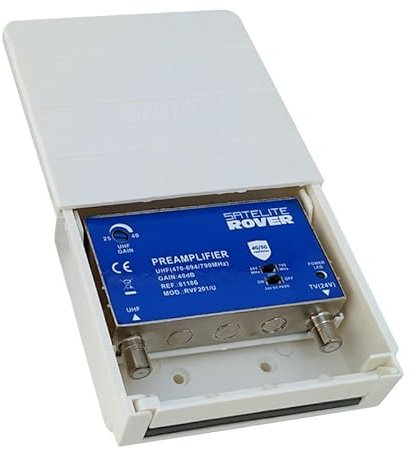 Amplificador de Mástil 1 Entrada UHF 1 Salida 40dB con LTE 4G/5G