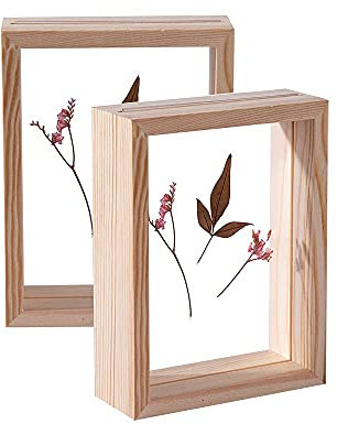 C&Z 2Pcs 6x8 Holz-Bilderrahmen, doppelseitig, Acryl, Herbarium, Pflanzen, Probe-Rahmen für gepresste Blumen, getrocknete Blätter, Tische, Wanddekoration