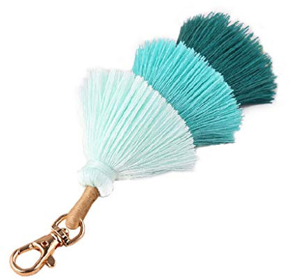 lijun Femmes Faites à la Main coloré Boho Pom Pom Gland Sac breloque Porte-clés Mode Bijoux