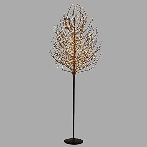 VeryMerry 5FT Micro Dot Birch Christmas Tree with 580 Warm White LED Lights, Auto-Off Timer and 8 Lighting Modes, Suitable for Indoor and Outdoor Use - Black