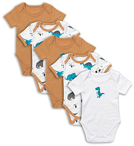 schlummersack Kurzarm Baby Body Set 100% Bio Baumwolle Jurassic Größe 80 9-12 Monate | 5 Stück Body Baby Junge - Sommer Babybody Kurzarm Bio Baumwolle | Baby Bodys Jungen, Bodys Baby Jungen Pack