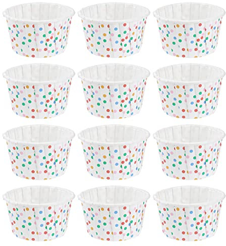 Angoily 100Pcs Paper Ice Cream Sundae Cups, Paper Disposable Dessert Bowls, Party Supplies Treat Cups for Sundae, Frozen Yogurt, Soup (Mix Polka Dot)