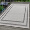 Carpetsale24 In- & Outdoor Teppich 120x170 cm, Wetterfest & Robust, Flachgewebe mit Modernem Bordüren-Design in Creme & Grau, Rechteckig für Terrasse, Balkon, Küche, Bad & Wohnzimmer