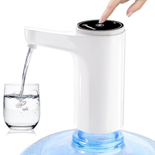 EASY SPEED EASYSPEED Automatische Wasserspenderpumpe, USB-Ladeverteiler, abnehmbar und bequem für die Verwendung in Flaschenwasser, tragbar für Flaschen mit 5, 8, 10, 12, 15 und 20 Litern, weiß