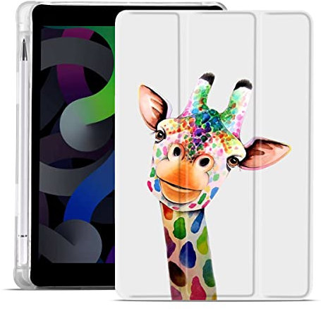 MAYCARI Cute Giraffe 9th Generation ipad Shockproof Protective Case Cover for Girls(10.2 inch,2021/2020/2019 Model, 9th / 8th / 7th Generation), Cartoon Giraffe iPad Case with Pencil Holder