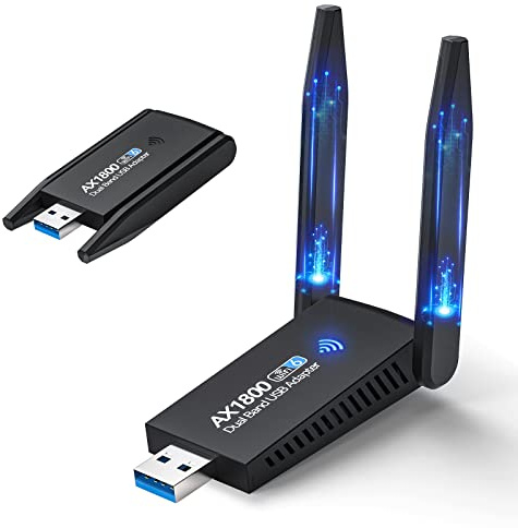 AX1800 USB WiFi Adapter, WiFi 6 Dongle for PC - 802.11ax Dual Band High Gain Antenna, 5GHz / 2.4GHz, USB 3.0, Wireless WiFi Dongle for Desktop and Laptop, Compatible with Windows 11/10/7