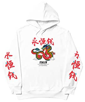 Tealer Unisex Hoodie Lucky Kapuzenpullover, weiß, X-Small