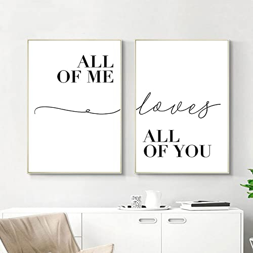 All Of You Or Me Love Poster Drucke Schwarzweiß Minimalismus Malerei Leinwand Wandkunst Bilder Wohnzimmer Dekor 19.6x 27.5(50x70cm)x2 Kein Rahmen