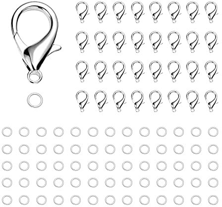 CORTNEY 250 Pezzi Acciaio Inossidabile Anelli di Salto con 100 Ganci Chiusure per Collane Fai da Te