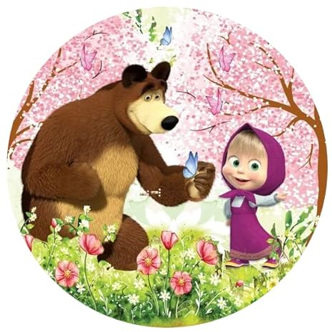 Cialda in Ostia per Decorazioni e Torte a tema Masha e Orso in Dischi Commestibili Cake Design (09)