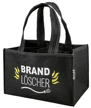 GILDE 1 Filz Flaschentasche mit besticktem Motiv, für 6 Bierflaschen/Dosen geeignet,23x15x14cm