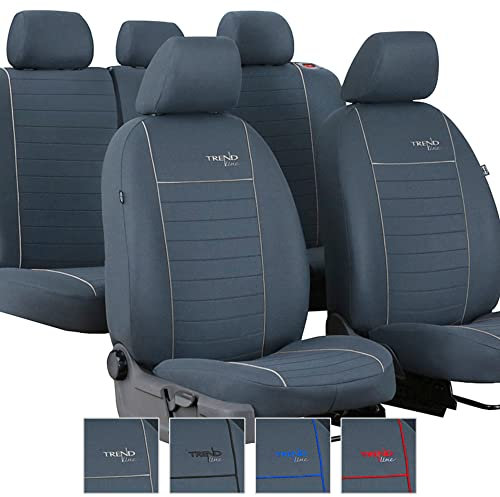 Autositzbezüge 2+3 - Universal Auto Sitzauflagen Set - Dreilagig Auto Sitzbezüge mit Reißverschluss - Dauerhafter Sitzbezug Auto Vordersitze und Rücksitze - Schonbezüge Auto - Graphit Weiß