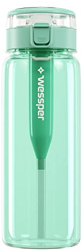 Wessper Trinkflasche 680ml mit Wasserfilter, Auslaufsicher Sportflasche BPA-frei mit Aktivkohle Filter, Tritan Wasserflasche für Sport Gym Fitness Fahrrad Schule und Kinder – Minze