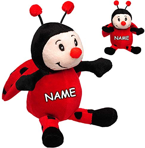 Plüschtier Größenwahl Marienkäfer/Glückskäfer - inkl. Name - 16 cm - Kuscheltier - superweich - Stofftier/Plüschkäfer - Alles Gute Glück Tiere Tier Gl..