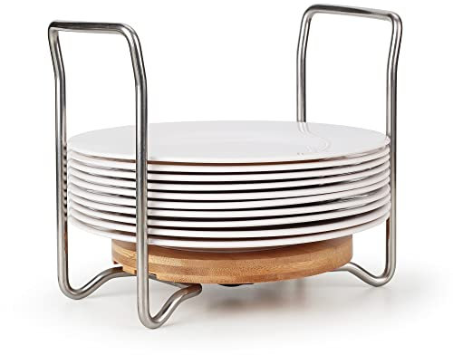 E-ROOM TREND - Organizador de Platos de tamaño Ajustable de 15 a 22 cm, Estante de para Platos con Asas fáciles de Transportar SS304 para cajones de Cocina, armarios, estantes (PH101R)