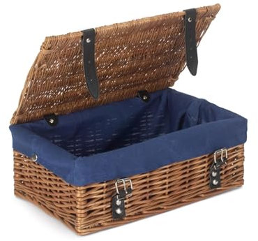 Red Hamper EH169N Blue Double Steamed Blue Lining 35cm Empty Wicker Hamper Basket