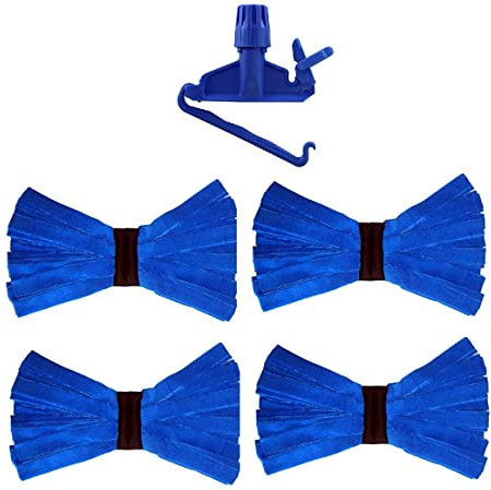 Kit 4 fregonas azul americanas de microfibra y 1 pinza azul