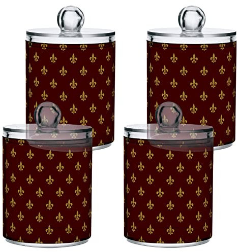 JUNZAN Royal Lily Lot de 4 boîtes de rangement rétro en forme de fleur de lys Rouge