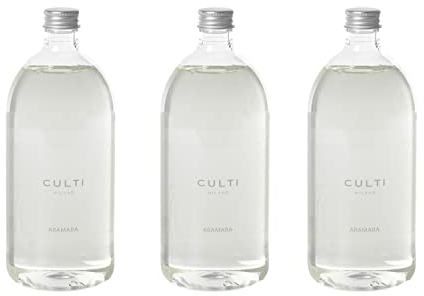 Tre ricariche per diffusore Culti Milano da 1000ml cad.| Fragranza Aramara | Totale Capienza delle tre ricariche 3000ml | CULTI MILANO | Durata 6 mesi | Metratura 30 mq