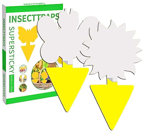 Forlush 40 Stück Fruchtfliegenfalle, Gelbtafeln Fliegenfalle, Gelbfalle Klebefalle, für Zimmerpflanzen Trauermücken Topfpflanze Blattläuse Garten