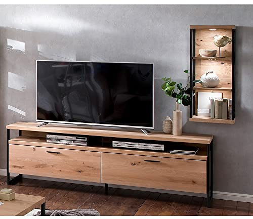 Lomadox Regale Regalset SOMBOR-05 mit LED Beleuchtung und Fernbedienung, Eiche Bianco geölt