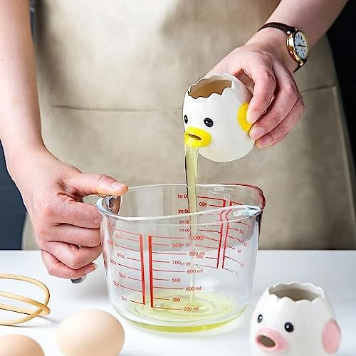 Eiertrenner Kitchen Gadgets Eigelbtrenner - Eiertrenner Keramik, Egg Yolk Separator, Eiertrenner Küken Lustig Für Küche, Bäckerei (Gelb)