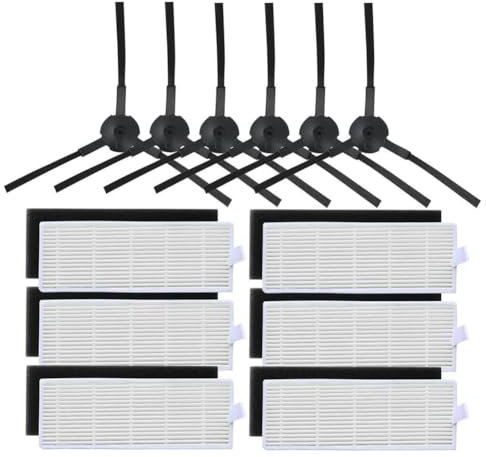 Kit di 12 spazzole Laterali con Filtro Compatibile con Robot aspirapolvere A6 A4 A4s, 6 filtri HEPA, 6 spazzole Laterali