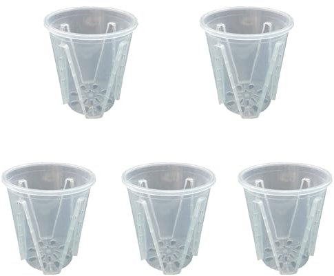 BBTISG 5 Macetas Transparentes para Orquídeas, Macetas Transparentes Duras con Agujeros de Drenaje Macetas para Orquídeas, Suculentas, Plantas de Interior (16cm)