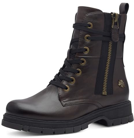 MARCO TOZZI by Guido Maria Kretschmer Damen Stiefeletten zum Schnüren aus Kunstleder mit Reißverschluss, Braun (Mocca), 40 EU