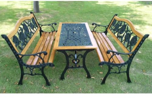 Gartenbank Metall, 2 Sitzer Gartenbank Wetterfest, Gartenbank Metall Gartenbank Im Freien, Alle Wetterbank Für Terrasse Und Garten Geeignet (Color : 2*Sunflower Chair+Grid Table)