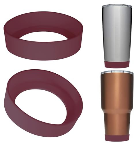 Linkidea Lot de 2 bottes de bouteille d'eau compatibles avec YETI Rambler Tumbler 20oz/30oz, tasse de voyage 20oz/30oz, manchon inférieur de bouteille en silicone (Café)