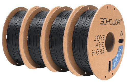 3DHojor PLA Pro (PLA+) Filament, 1,75 mm, 3D-Druck-Filament, PLA + 1 kg x 4 Bündel, Kartonspule, Maßgenauigkeit +/- 0,03 mm, 4 Stück, Schwarz