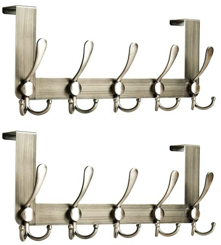 Honsky Türgarderobe -Metall, Türhakenleiste zum Einhängen,Türfalzstärken4,5/4/3,5cm,Türhaken innenseite, Kleiderhaken Tür, Solide Türhaken zum Einhängen,2 Stück,Braun