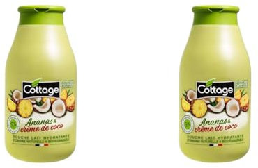 COTTAGE – Douche Lait Hydratante – Ananas et crème de Coco – 97% D’Ingrédients D’Origine Naturelle – Made In France – 250 ml (Lot de 2)