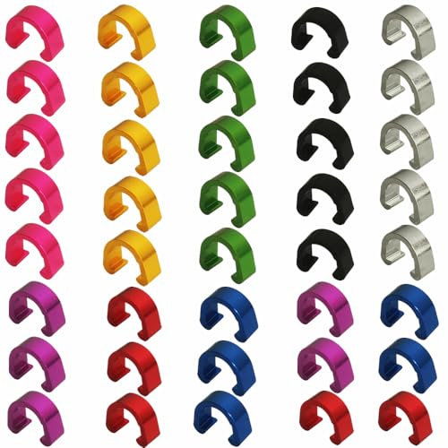 Lotatheta 5 PCS of 8 Colors C-Clips Clamps Aluminum Alloy Metal U-Clips Buckle MTB BMX Mountain Bike Bicycles Brake Cable derailleur Shifter Cable Guides Gear Cable Housing Hose 40 pcs