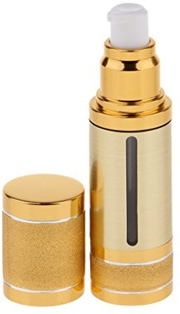 1oz Sterile Airless Pump Bottle - Refillable Cosmetic Container for Foundations and Serums - Minimizes Waste and Increases Shelf-life - weight and Shockproof - - Gold
