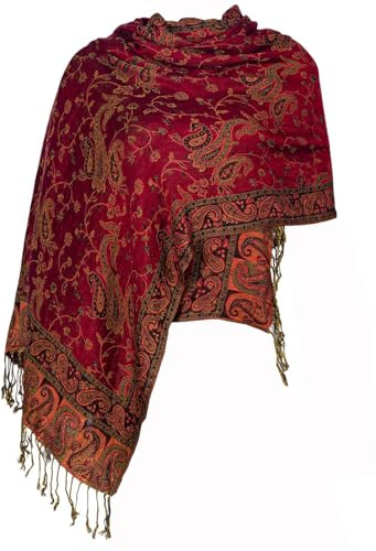 TUSHUSTY Pashmina Feel - Chales para mujer, suave, sedoso, reversible, para hombre, hiyab, Borgoña, L